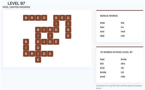 Wordscapes Level 97 Answers [ + Bonus Words ].